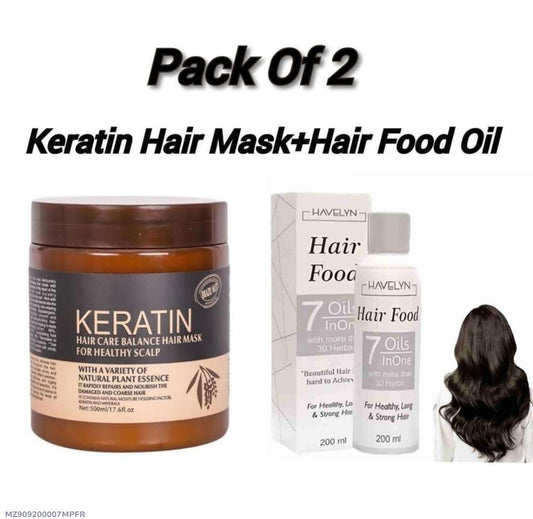 : Keratin Hair Mask + Hair Food Oil Pack of 2